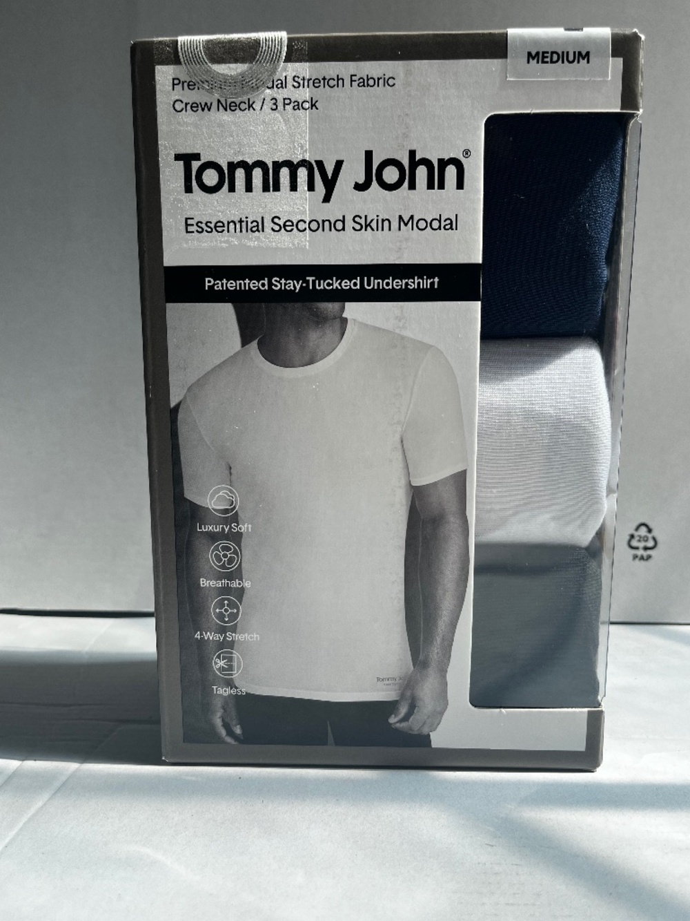 Tommy John Men's 3 Pack Second Skin Crewneck Undershirts - Navy, White, Gray